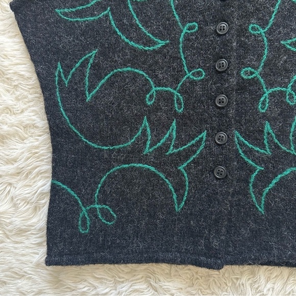 Vintage Sweater Vest InWear Design Kirsten Teisner 100% Shetland Wool Gray M - Picture 5 of 10